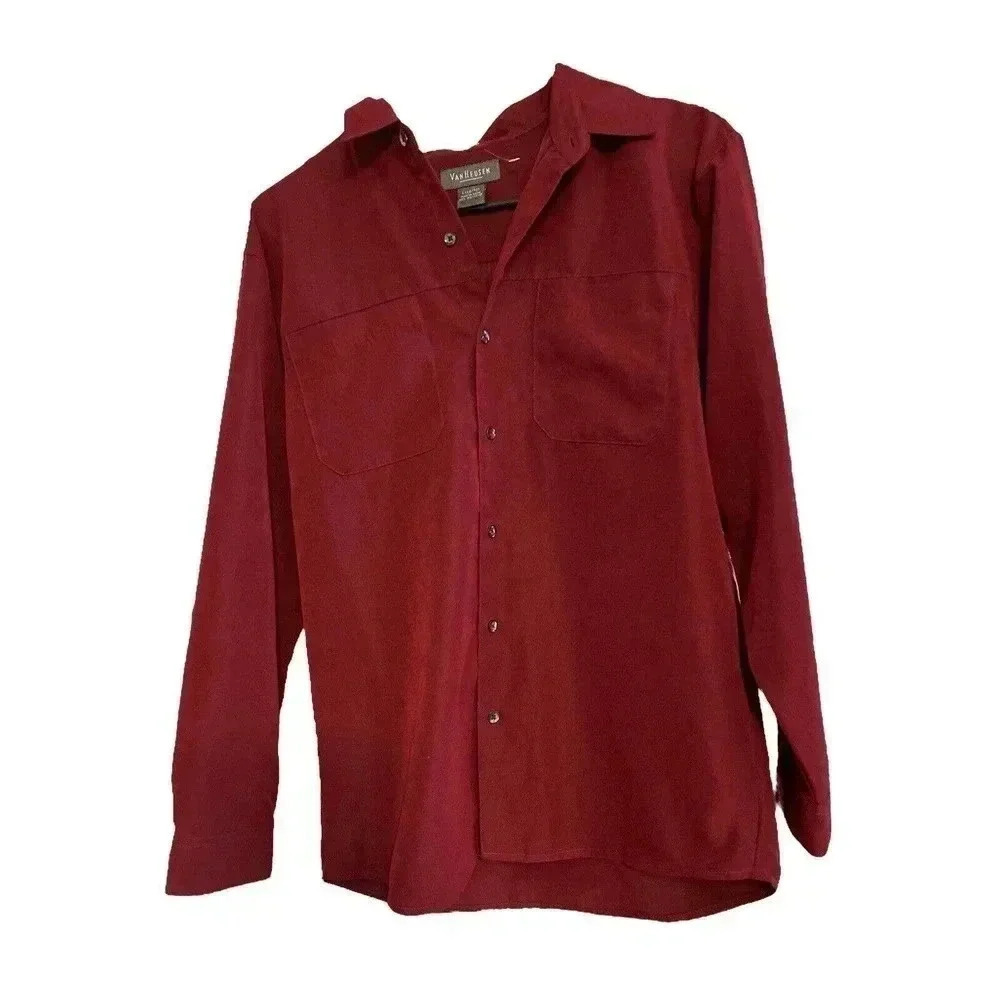 VAN HEUSEN BURGUNDY BUTTON DOWN SHIRT SIZE LARGE